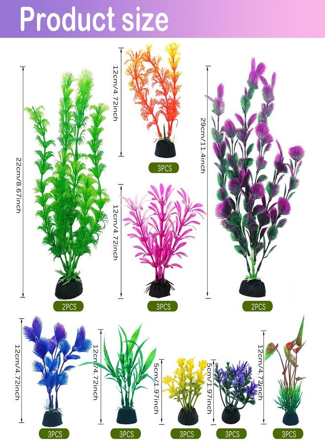 SLOCME 25 Pack Artificial Aquarium Plants Set - Fish Tank Colorful Plants Ornaments Made from Plastic, (2.4-12 inch) - Image 3